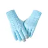 Guantes de cuadros de color sólido transfronterizos para hombres y mujeres, cálidos de invierno, forrados de felpa, tejido grueso tipo lana, pantalla táctil, guantes de alta gama