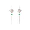 [Envío gratis caliente] nuevos aretes chinos Ruyi con borla en forma de abanico aguja de plata s925 imitación Jade chapado en platino aretes de alta gama