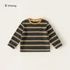 Camiseta Infantil Bangxuan Estilo Coreano Rayada Manga Larga para Niños Ropa de Otoño Capa Base para Bebés Ropa Infantil Zhili Huzhou