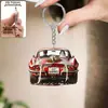 Nuevo producto transfronterizo: colgante acrílico con diseño de coche vintage, llavero, accesorio para mochila, decoración de boda para recién casados