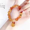 Nuevo Estilo Étnico Retro Literario Pulsera de Ágata Amarilla Flor de Loto Accesorios Dinastía Han Pulsera Pequeña Fresca Pulsera para Mejor Amiga