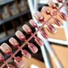Nuevas Uñas Postizas Cortas Hechas a Mano con Cuentas de Vidrio Galvanizadas Rojo-Marrón Estilo Ojo de Gato, Arte de Uñas Simple y Cotidiano para Estudiantes