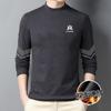 Camisa básica de cuello alto y medio redondo de terciopelo de doble cara para hombre de otoño e invierno, camiseta de manga larga con forro polar, camisa interior de cuello medio