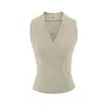 D234-Top de Tricô Sem Mangas Sexy Ajustado ao Corpo Estilo Europeu e Americano para Mulheres Nova Coleção Primavera/Verão 2026 Top Regata Sexy Ajustado ao Corpo