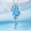 Nuevo colgante cuadrado de flor de aguamarina de imitación para mujer, gema de color Morgan, diamante rosa, collar de tesoro de color azul Santa María