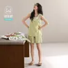 [Algodón Modal] Pijama de Mujer 2026 Nuevo Verano Fresco Estampado Floral Chaleco Shorts con Almohadillas en el Pecho Ropa de Casa