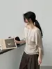 Suéter Tejido de Lino Simple para Mujer, Suéter de Lana Estilo Old Money, Top Elegante de Doble Uso 2766