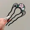 Grampo de Cabelo em Forma de U com Pérolas para Mulheres 2025 Novo Estilo Ferramenta de Penteado Grampo de Cabelo Acessório de Cabelo de Alta Qualidade Pente Estilo Chinês Grampo de Cabelo Adorno de Cabeça