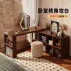 Escritorio de Madera Maciza 2026 Nuevo Modelo Esquina de Dormitorio de Niñas Tocador y Cómoda Integrados Escritorio de Computadora Doble en Forma de L para el Hogar