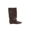 Botas de mujer de piel genuina con diseño interior para aumentar la altura, nueva colección otoño 2026 para mujer, botas de montar de punta cuadrada a media pantorrilla, botines plisados