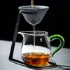 Infusor de té sin perforaciones, infusor de té de taza de ceremonia de alta gama, separador integrado de té y agua, filtro de piedra mineral, soporte para preparar té