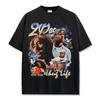 Camiseta de Manga Curta Estampada Tupac Hip-Hop Retrô Americano Transfronteiriço Algodão Solto Gola Redonda Lavada Decote Pequeno t Tendência