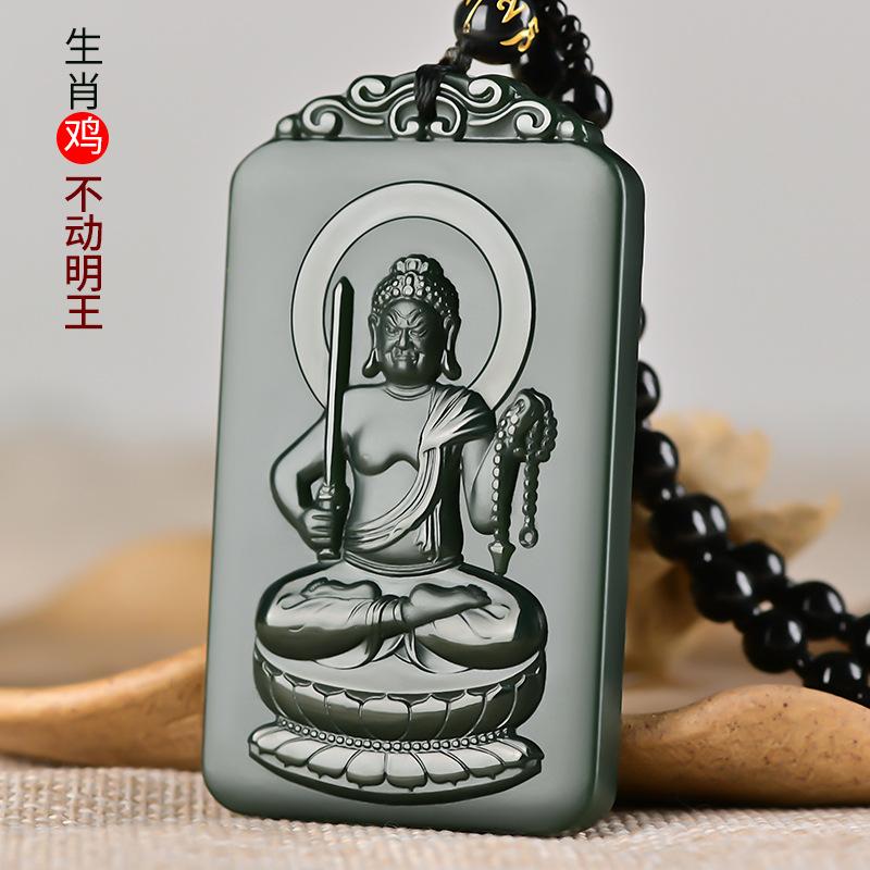智贝SKU图_6和田玉塔青文殊菩萨吊坠生肖兔本命佛属龙蛇