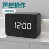 Relógio de Madeira LED Criativo Simples Digital Eletrônico Despertador Temperatura Umidade Controle de Voz Despertar Luz Noturna Relógio