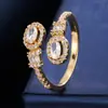 Anillo Abierto Doble Ovalo de Circonita de Lujo Ligero Transfronterizo Europeo y Americano, Anillo Versátil Ajustable de Dedo Índice de Moda de Alta Gama