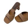 Versión de Piel de Oveja ~ Ropa de Verano Exterior de Tacón Alto Cuadrado Abierto por Delante Francesa, Simple y Conveniente, Mocasines de Tacón Grueso, Mocasines Versátiles