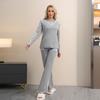 Conjunto de Dos Piezas Tejido Jacquard Suelto Casual de Manga Larga y Pantalones de Pierna Ancha para Mujer Otoño e Invierno Transfronterizo Europeo y Americano 2026