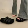 Zapatillas de Piel Wangping Planas Birkenstock para Mujer Zapatos 2026 Otoño/Invierno Nuevas Suela Gruesa Imitación Lana de Cordero Zapatillas Ropa de Exterior para Mujer