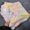 Manta de línea de bolas tejida a mano hecha a mano diy casera tejida color arcoíris paquete de material manta de edredón regalo producto terminado