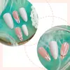 Unhas Postiças Europeias e Americanas, Linhas Florais, Unhas Amêndoa, Unhas Removíveis Femininas, 24 Peças de Unhas Manicure Folha Prontas, Atacado