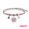 Pulseira Europeia e Americana Transfronteiriça Aço Inoxidável Pulseira Osso de Cobra Comemorativa Dia dos Professores Feriado Diamante Azul Presente Gravação Pulseira de Aço Titânio