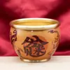 Vaso da Fortuna de Latão com Padrão de Dragão Pintado Artesanato Arroz Cornucópia Ornamentos Fortuna Decoração de Casa Artesanato