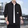 Outono e inverno veludo cotelê manga longa camisa masculina estilo japonês moda casual cor sólida solta lapela camisa jaqueta