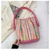 Bolso de Mano Tejido a Rayas Colorido de Verano para Mujer Modelo 2026 Bolso Cuadrado Pequeño Simple de Verano Bolso de Hombro de Moda