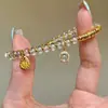 Pulseira Lua de Cristal Branco Banhada a Ouro 18K Pulseira Branca Fashion com Contas Pulseira Elástica de Cristal Fresco Joia