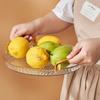 Prato de bolo com borda banhada a ouro estilo europeu transparente doméstico redondo para frutas sobremesas bandeja portátil luxo leve bandeja dourada prato de frutas