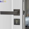 Cerradura de Puerta Interior Magnética Silenciosa Aleación de Zinc Sólida Dividida Estilo Minimalista Nórdico Cuadrada Gris Cepillado Puerta de Dormitorio
