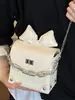 Bolsa de Mão Fashion com Laço, Bolsa Quadrada Pequena para Mulheres, Novo Modelo 2026, Estilo Coreano Simples, Bolsa de Ombro Ins, Bolsa Transversal com Corrente para Mulheres