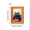 Nuevo Estilo Gato Negro Leyendo el Periódico en el Baño Marco de Fotos Magnético de Madera de Doble Capa Decoración de Atmósfera Imán Retro para Refrigerador