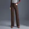 Calça elegante de corte reto para mulheres, nova coleção outono/inverno 2026, cintura alta, calça stylish de perna larga, calça casual emagrecedora e versátil