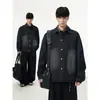 Otoño 2025 Nueva Chaqueta Casual Versátil para Hombre con Solapa Streetwear Estilo de Trabajo en Mezclilla Lavada Desgastada