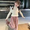 [En stock] Camisa de cuello alto para niñas, suéter de terciopelo de una pieza de otoño e invierno para niños, suéter para niños, suéter para niñas y bebés.