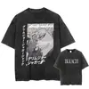 Estilo Lavable TransfronterizoTalla Europea TransfronterizaCamiseta Lavada de Anime Bleach Camiseta con Patrón Retro de Calle Harajuku
