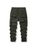 Venta caliente transfronteriza pantalones largos cargo elásticos para hombre multibolsillos algodón lavado casual elástico alta calle pantalones largos cargo hombre