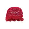 Chapéu de Tricô com Lantejoulas Cortadas na Ponta do Dedo, Cor Mista de Fio de Algodão, Estilo Étnico, para Viagem de Primavera e Verão Feminina, Versátil e Literário