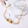 Pulseira de corrente grossa com borboleta de diamante fosco quadrada Amazon Fashion transfronteiriça, corrente grossa, cabeça de beleza personalizada com olhos que pingam, pulseira feminina