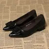 Zapatos de tacón grueso de punta baja para mujer, Otoño, sin cordones, tacón bajo, piel suave, tacón bajo de otoño, suela blanda, cómodos, para trabajar, de cuero