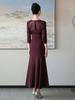 Atuendo para Banquete de Boda 2025 Otoño Nuevo Estilo para la Madre de la Novia, Vestido de Lentejuelas y Perlas para Boda y Compromiso, Vestido Sirena, Elegante y Grácil