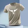 Comercio Exterior Verano Secado Rápido Seda de Hielo Transpirable Casual Cuello Redondo Camiseta Estampada para Hombre Tops de Manga Corta para Exteriores Fitness Running