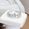 Anillo Abierto Estilo Primavera y Verano Verde Menta Fresco Esmalte Gota de Aceite Mariposa, Anillo Único de Nicho Lujo Ligero Sensación de Alta Gama
