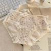 Ropa Interior de Algodón Puro para Niñas 10A Antibacteriana Entrepierna Extendida Estilo Pastoral Floral para Niña Cintura Media Cubre Cadera Calzones de Algodón Puro en la Entrepierna