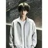 Tacto suave / Camisa de manga corta retro versátil holgada para hombre Verano 2025 Gris Blanco-Gris
