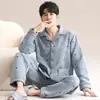 Pijama para Hombre Otoño e Invierno Engrosado Manga Larga Estilo Coreano Acolchado Invierno Algodón de Aire Sándwich Ropa para el Hogar