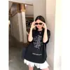 Camiseta de Algodón Puro Oversize con Diseño de Lazo Estampado Verano para Mujer Estilo Americano Nuevo Estilo Top Personalizado de Manga Corta