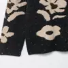 Moda Femenina Nueva Otoño e Invierno Estilo Europeo y Americano Comercio Exterior Jacquard Floral Tejido Suelto Cárdigan Suéter Abrigo
