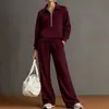Conjunto Deportivo Casual Transfronterizo Nuevo 2026: Conjunto de Dos Piezas de Sudadera con Cuello Alto y Bloques de Color Estilo Europeo y Americano con Pantalones de Pierna Ancha